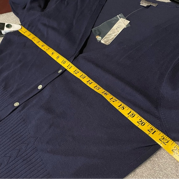 New Navy Blue button down cardigan classic academia XL Rayon / Nylon blend - Picture 4 of 7